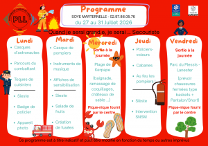 Programme du 27 au 31 juillet